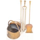 20TH CENTURY BRASS COAL SCUTTLE AND COMPANION SET