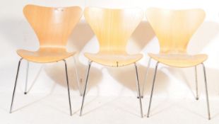 SET OF THREE VINTAGE RETRO 20TH CENTURY ARNE JACOBSEN - FRITZ HANSEN CHAIRS