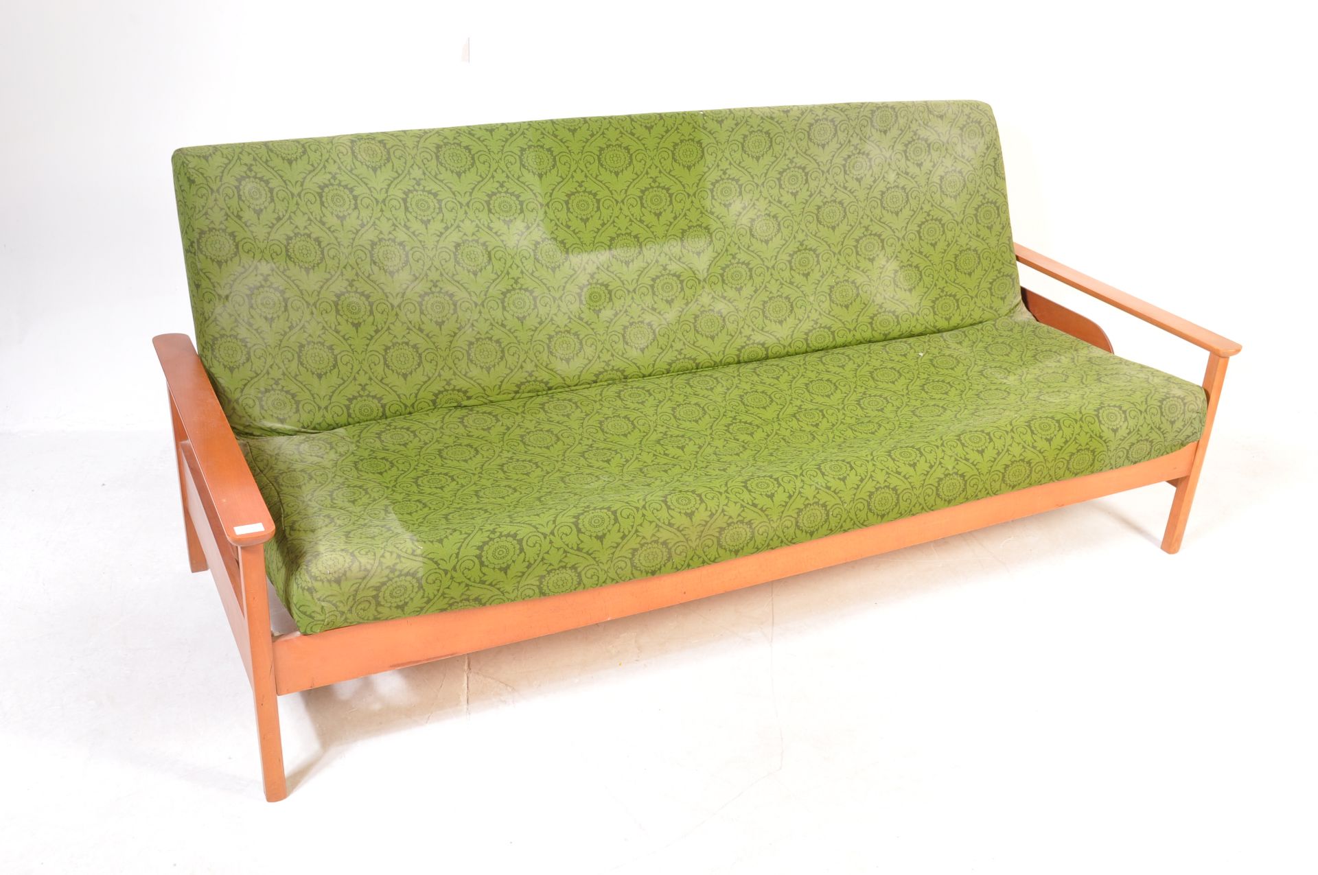 MID 20TH CENTURY TEAK WOOD FRAME SOFA SETTEE DAYBED - Image 2 of 5