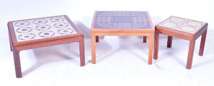 THREE 1970’S TEAK WOOD AND TILE TOP COFFEE TABLE