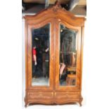 LATE 19TH CENTURY FRENCH WALNUT DOUBLE ARMOIRE WARDROBE