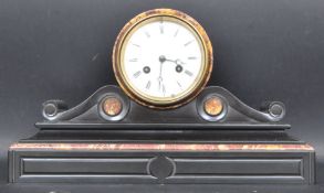 19TH CENTURY VICTORIAN SLATE & MARBLE BARREL MANTEL CLOCK