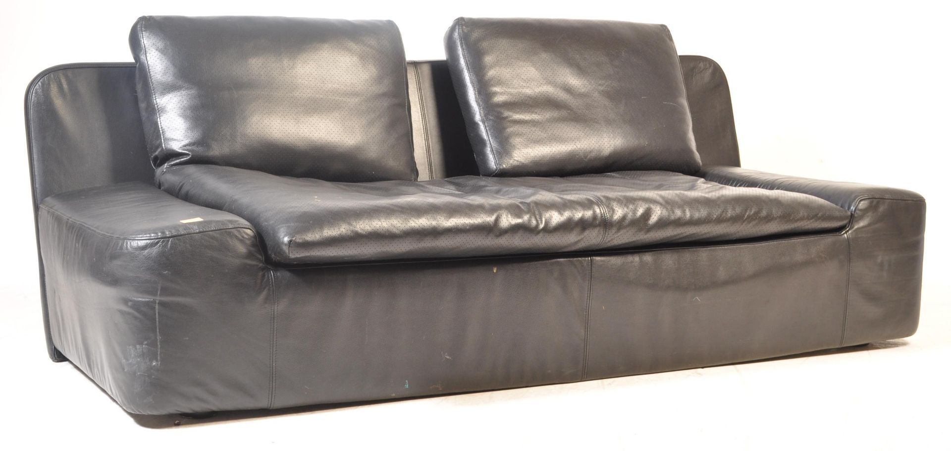 21ST CENTURY HABITAT BLACK LEATHER SOFA