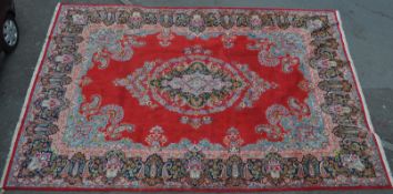 1920’S WOOL ON COTTON HAND KNOTTED PERSIAN ISLAMIC KIRMAN CARPET RUG
