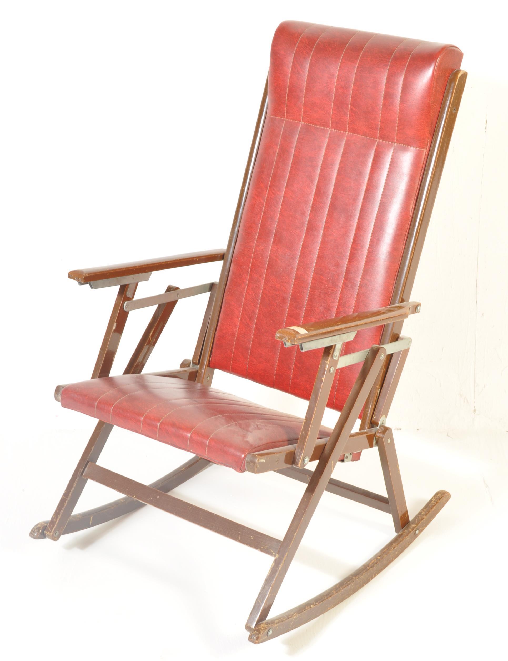 RETRO VINTAGE 20TH CENTURY FOLDING ROCKING CHAIR - Image 2 of 6