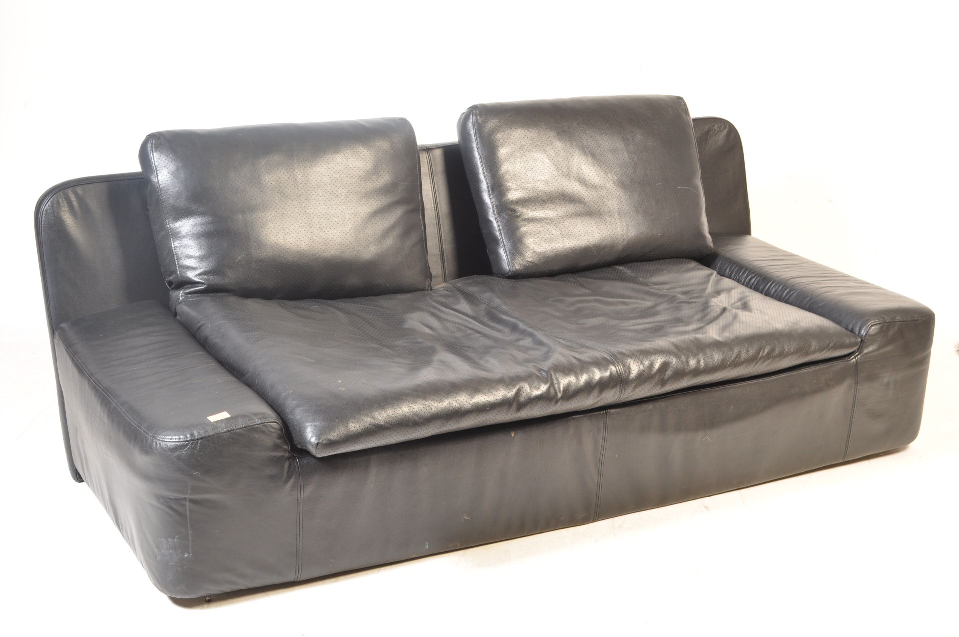 21ST CENTURY HABITAT BLACK LEATHER SOFA - Image 2 of 6