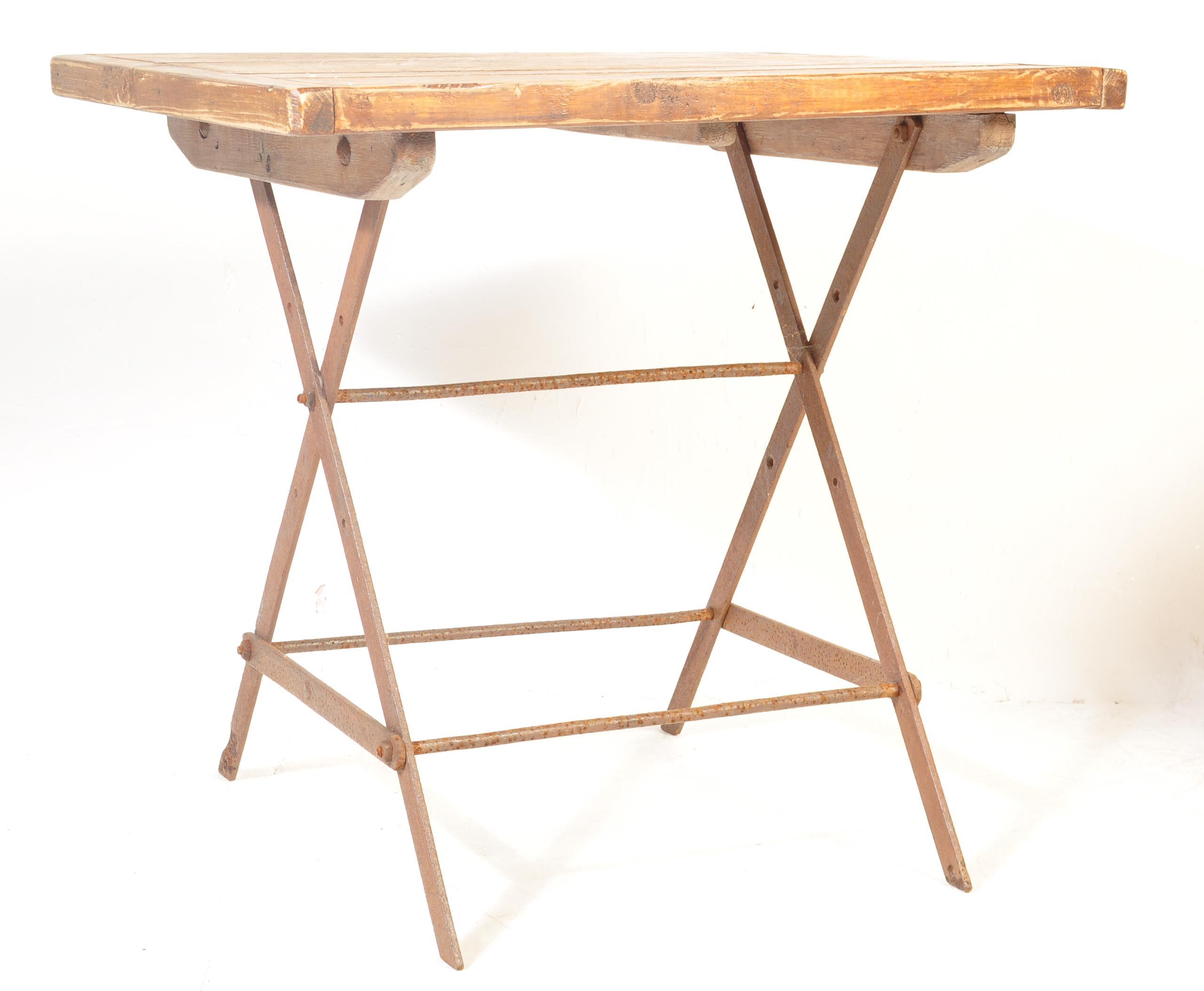 MID 20TH CENTURY OAK AND IRON FACTORY INDUSTRIAL TABLE