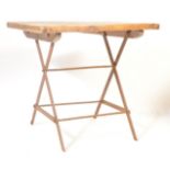 MID 20TH CENTURY OAK AND IRON FACTORY INDUSTRIAL TABLE