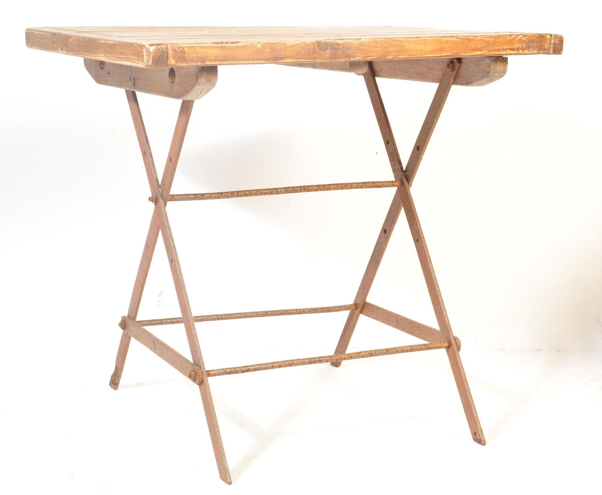 MID 20TH CENTURY OAK AND IRON FACTORY INDUSTRIAL TABLE