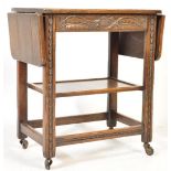 1940’S OAK CARVED DROP LEAF SIDE TABLE / OCCASIONAL TABLE