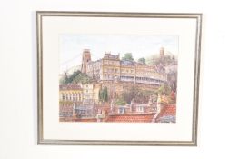 ADRIAN SYKES (1970) HAND COLOURED PRINT OF BRISTOL BUILDINGS