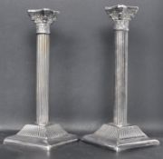 PAIR OF SILVER PLATE METAL CANDLESTICKS