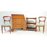 EDWARDIAN BUREAU, VICTORIAN CHAIRS AND TROLLEY