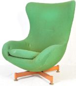 MID CENTURY G-PLAN TEAK WOOD BATWING SWIVEL ARMCHAIR