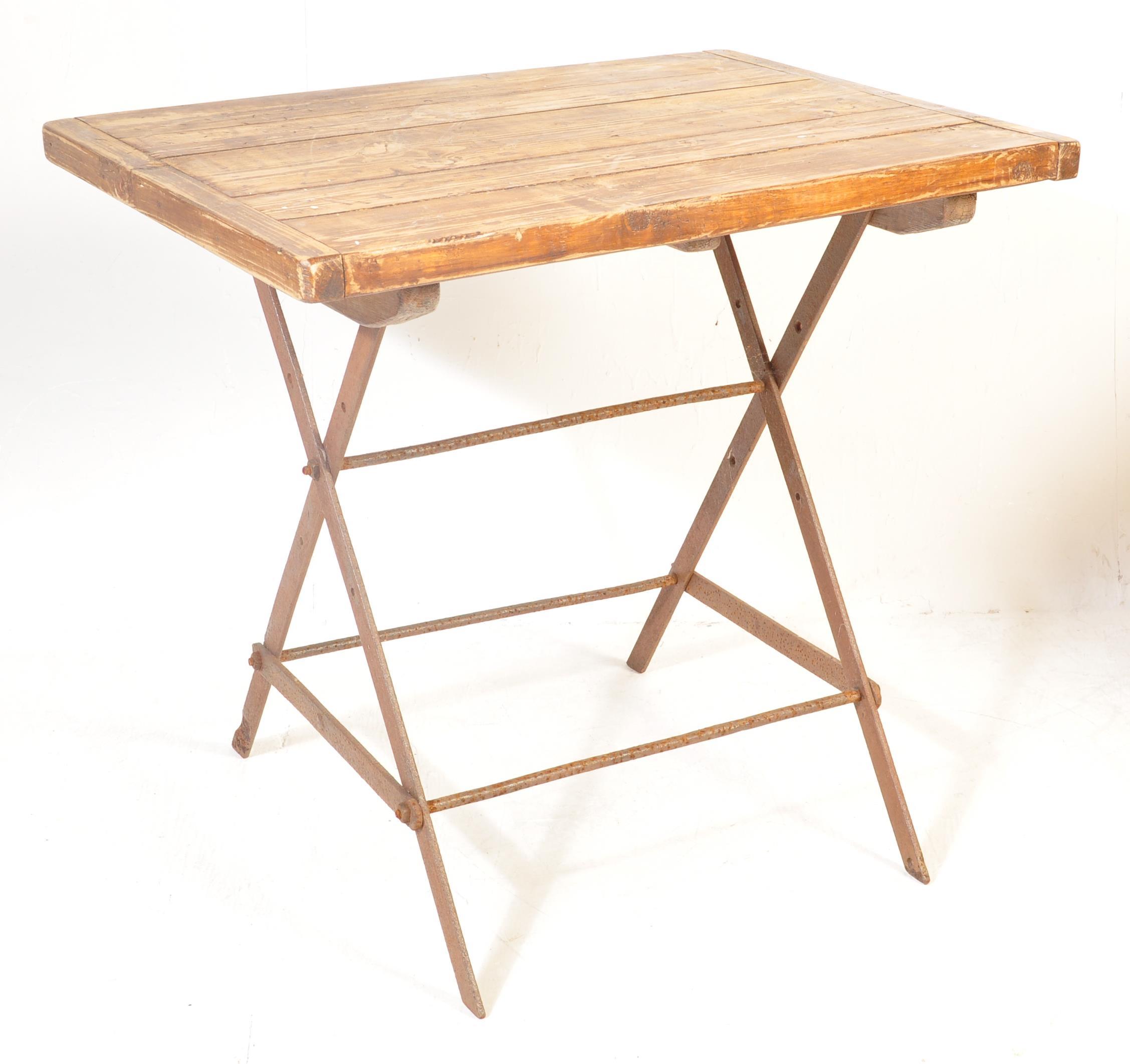 MID 20TH CENTURY OAK AND IRON FACTORY INDUSTRIAL TABLE - Image 2 of 5