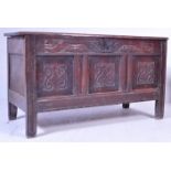 18TH CENTURY GEORGE II OAK COFFER WITH CARVED FRONT