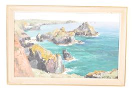 HARRY PREST 20TH CENTURY BRITISH - OIL ON CANVAS PAINTING OF A CORNISH COASTLINE