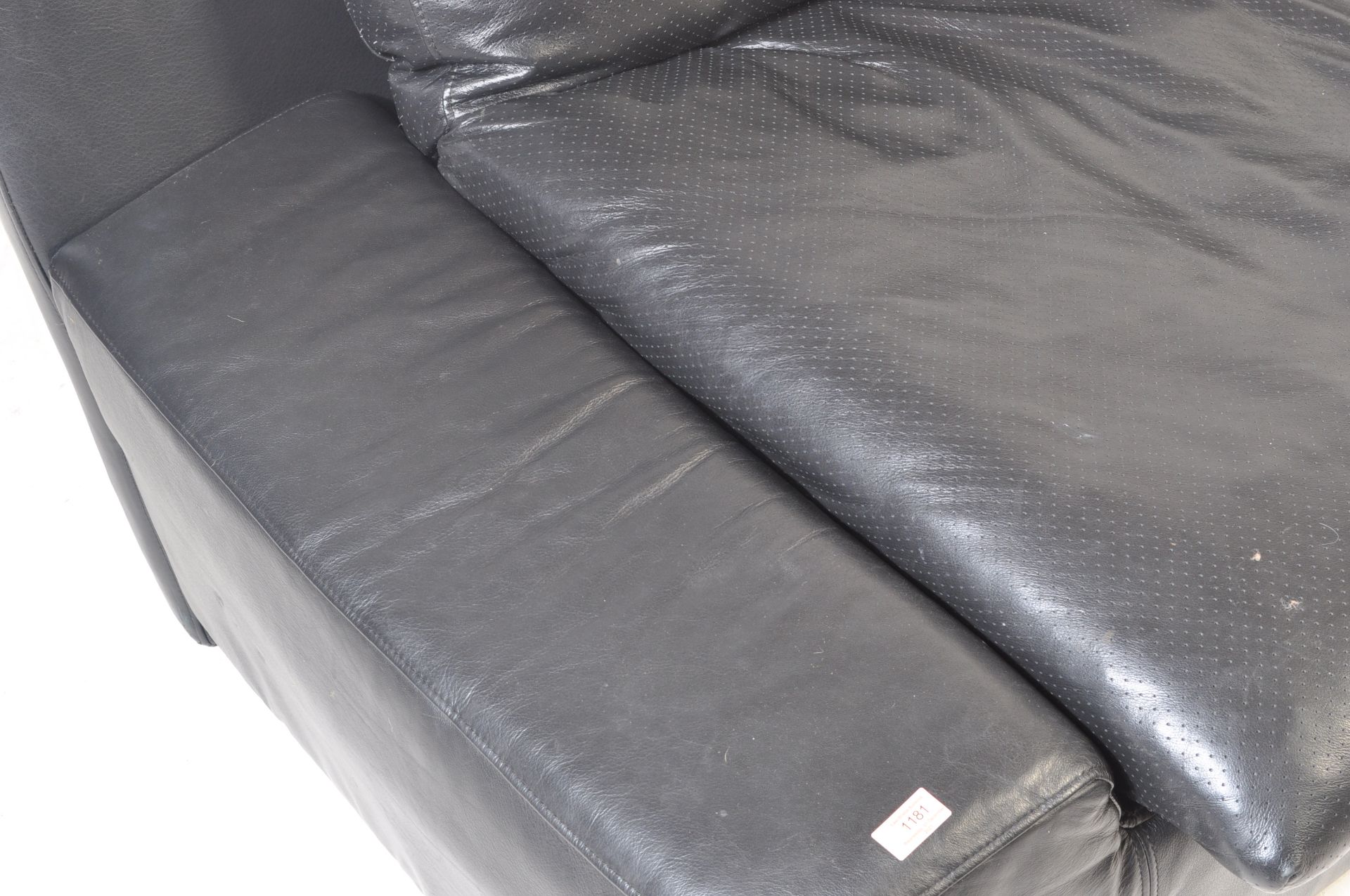 21ST CENTURY HABITAT BLACK LEATHER SOFA - Image 5 of 6