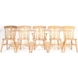 SET OF FIVE VINTAGE 20TH CENTURY FARMHOUSE PINE DINING CHAIRS