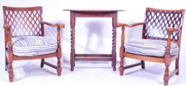 TWO 20TH CENTURY FRENCH CHAIRS / SALOON CHAIRS AND SIDE TABLE