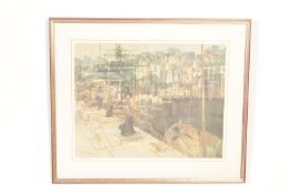 AFTER MOIRA HUNTLERY - WATERCOLOUR PRINT OF BRISTOL DOCKS