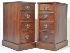 PAIR OF VICTORIAN WALNUT PEDESTAL BEDSIDE CHEST OF DRAWERS