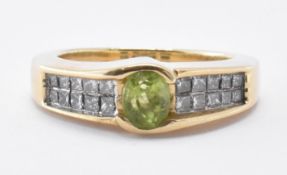 14CT GOLD PERIDOT & DIAMOND RING