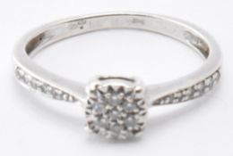 9CT WHITE GOLD & DIAMOND CLUSTER RING