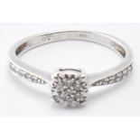 9CT WHITE GOLD & DIAMOND CLUSTER RING