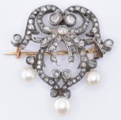 VICTORIAN DIAMOND & PEARL BROOCH