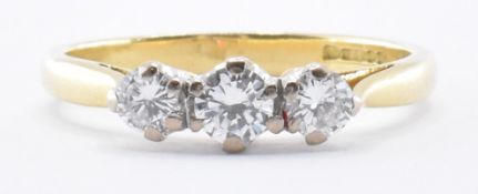 18CT GOLD THREE STONE DIAMOND RING