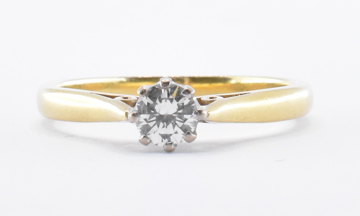 HALLMARKED 18CT GOLD & DIAMOND SOLITAIRE RING