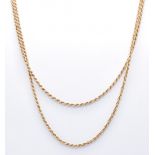 9CT GOLD ROPE TWIST NECKLACE CHAIN