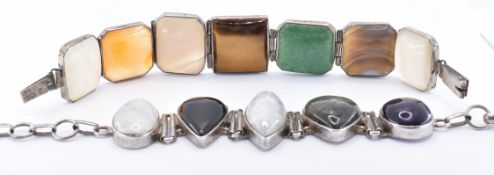 TWO GEM STONE SET PANEL BRACELETS