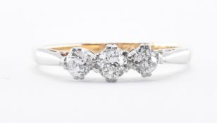 18CT GOLD & DIAMOND THREE STONE RING