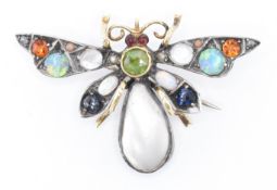 VICTORIAN GEM STONE SET BUTTERFLY BROOCH