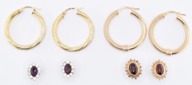 FOUR PAIRS OF 9CT GOLD EARRINGS