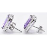 PAIR OF SILVER CZ & AMETHYST STUD EARRINGS