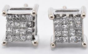 PAIR OF WHITE GOLD & DIAMOND CLUSTER EARRINGS