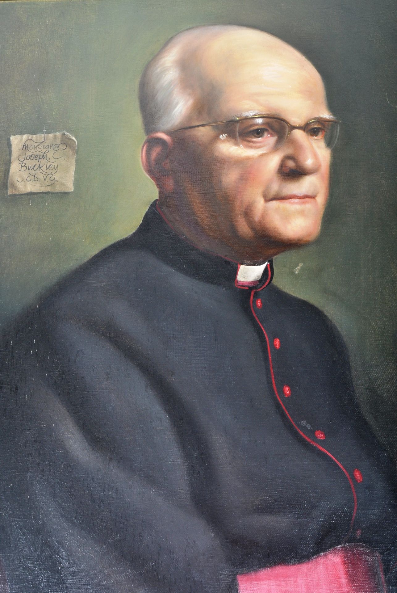 OIL ON CANVAS PORTRAIT PAINTING OF MONSIGNOR JOSEPH C. BUCKLEY - Image 2 of 3