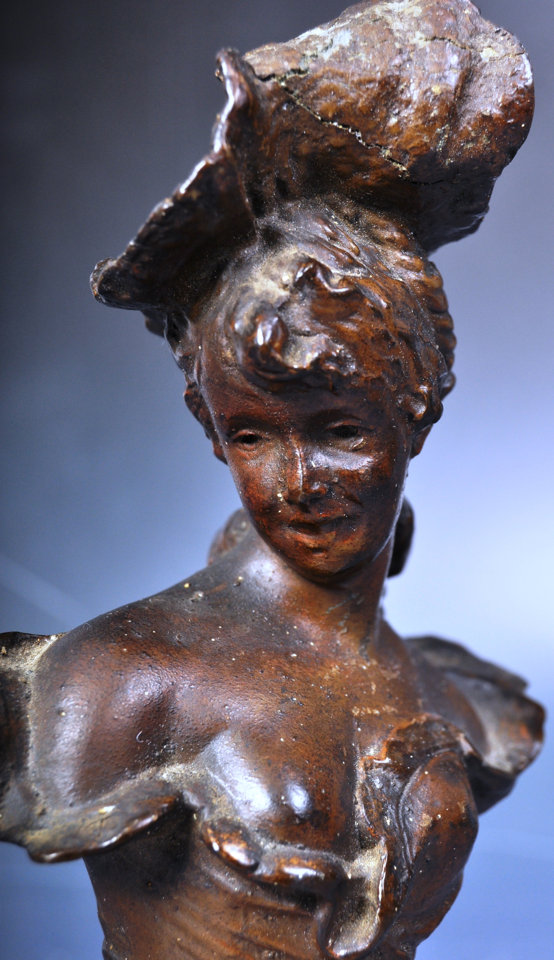 19TH CENTURY FRENCH ART NOUVEAU BRONZE BUST SCULPTURE - Image 2 of 6