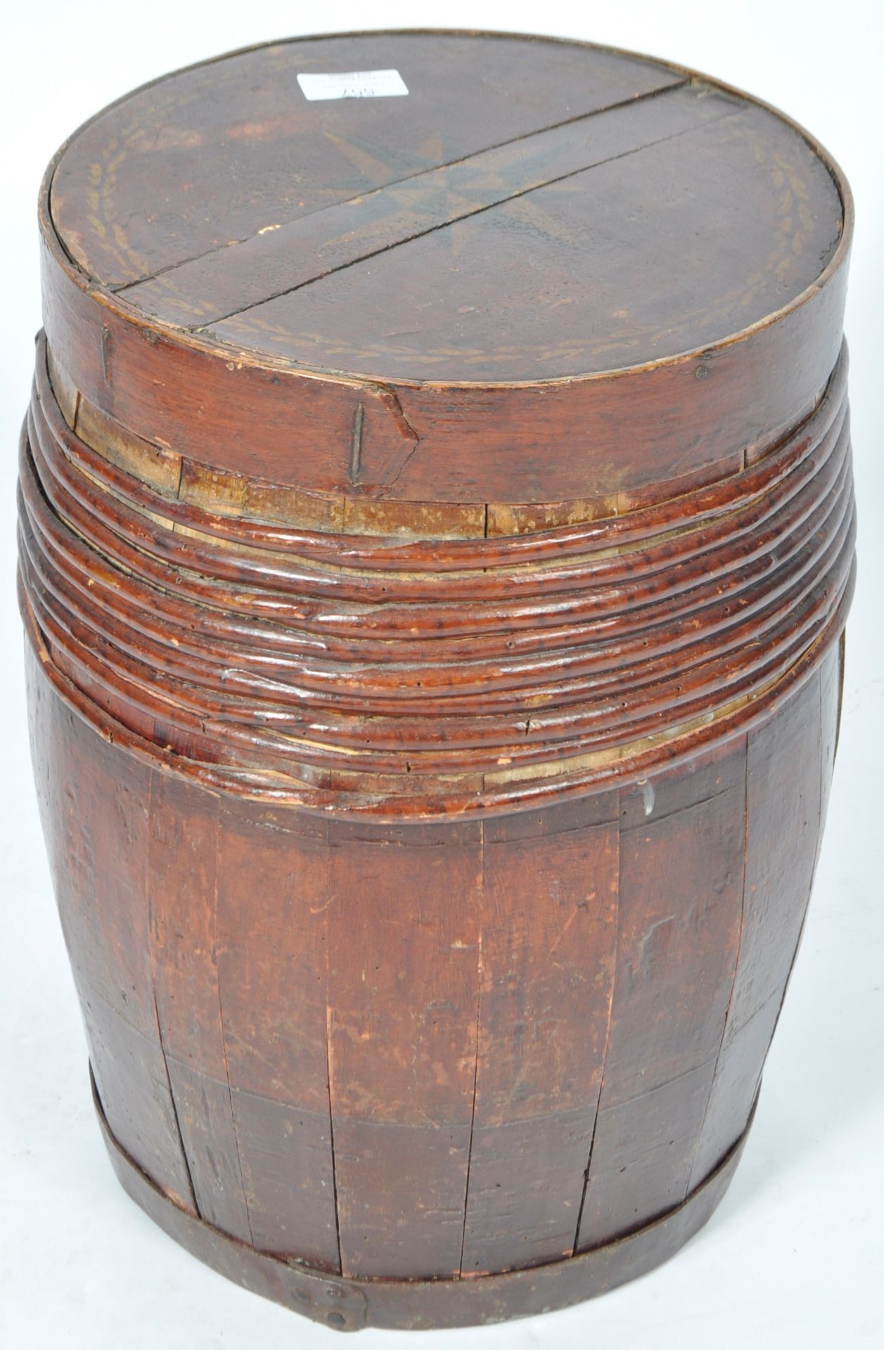 LARGE 19TH CENTURY SHIPPING SPICE BARREL WITH LID - Bild 2 aus 5