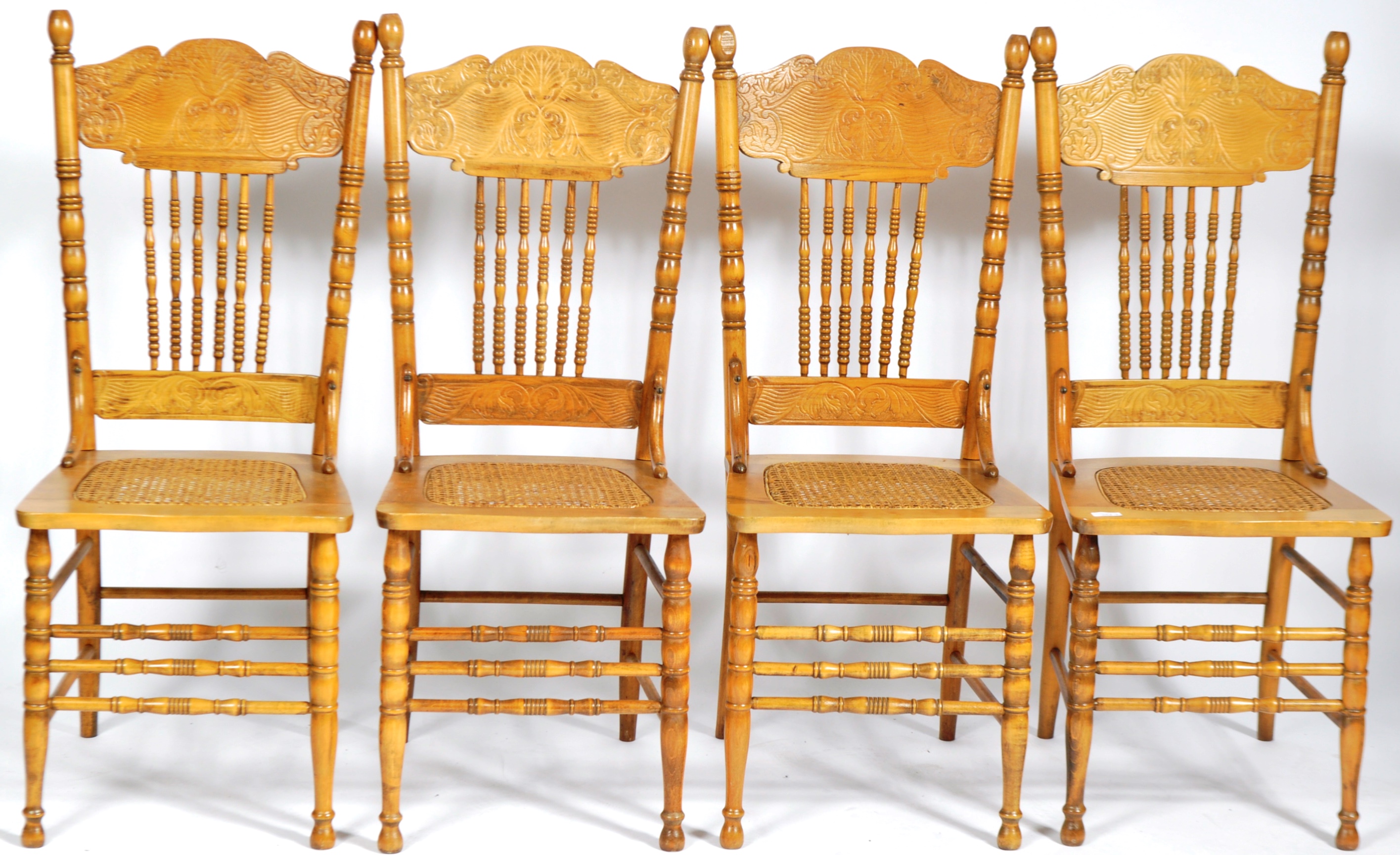 SET OF 12 EARLY 20TH CENTURY AMERICAN LARKIN PRESS BACK DINING CHAIRS - Image 3 of 8