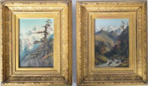 PAIR OF 19TH CENTURY SWISS ALPINE OIL PAINTINGS