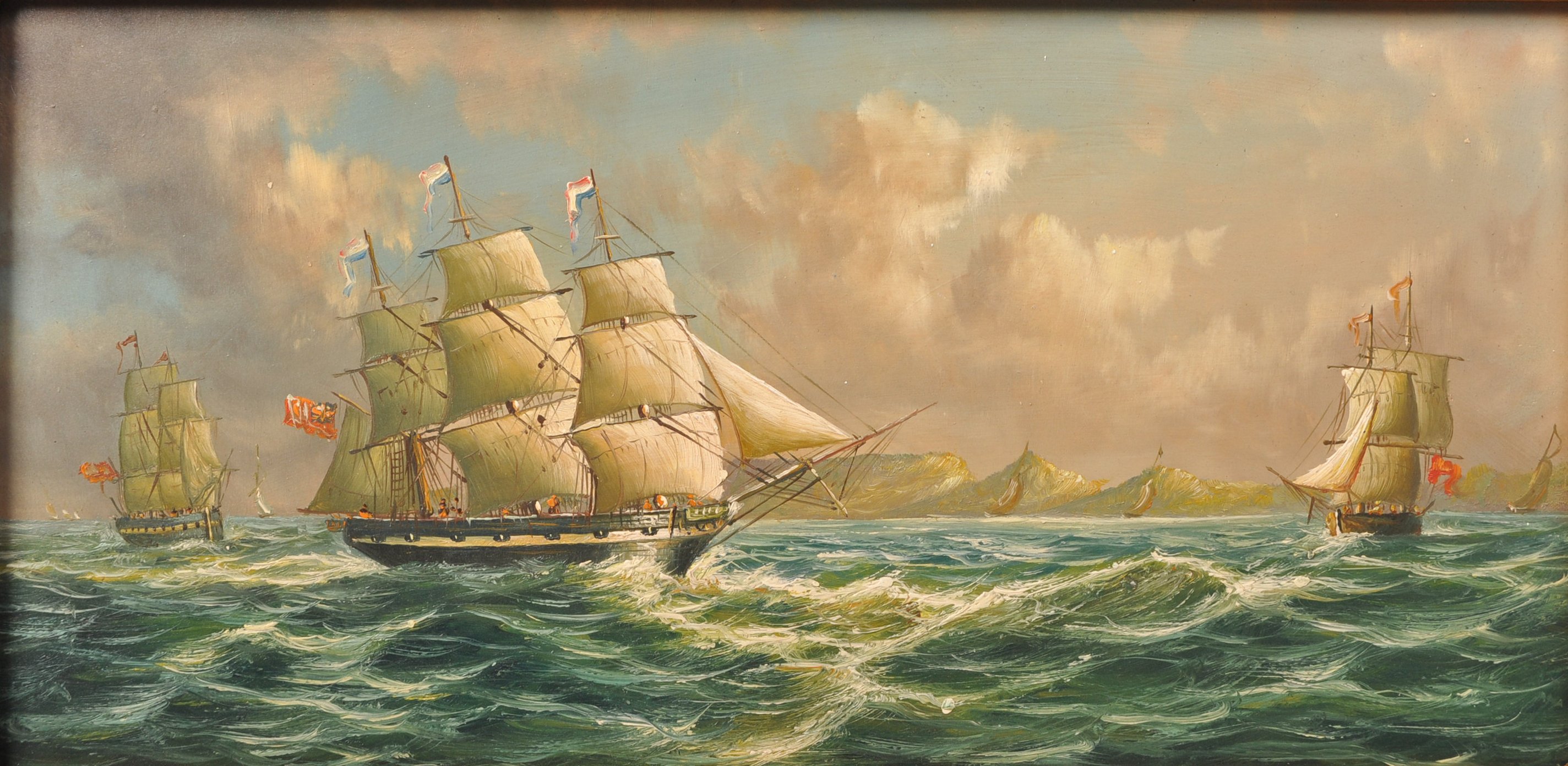 19TH CENTURY OIL ON BOARD MARITIME PAINTING - Image 2 of 8