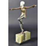 JOSEF LORENZL - AUSTRIAN ART DECO BRONZE & IVORY DANCER FIGURE