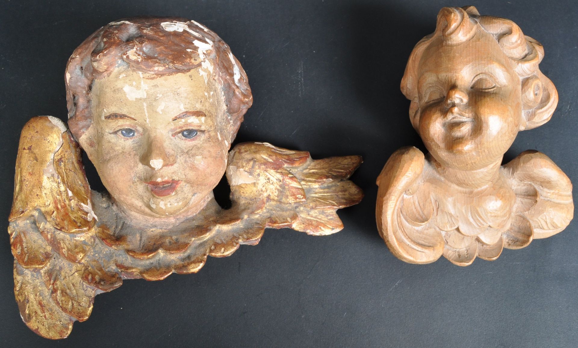 TWO HAND CARVED BACCHANALIAN CHERUBS - Image 2 of 8