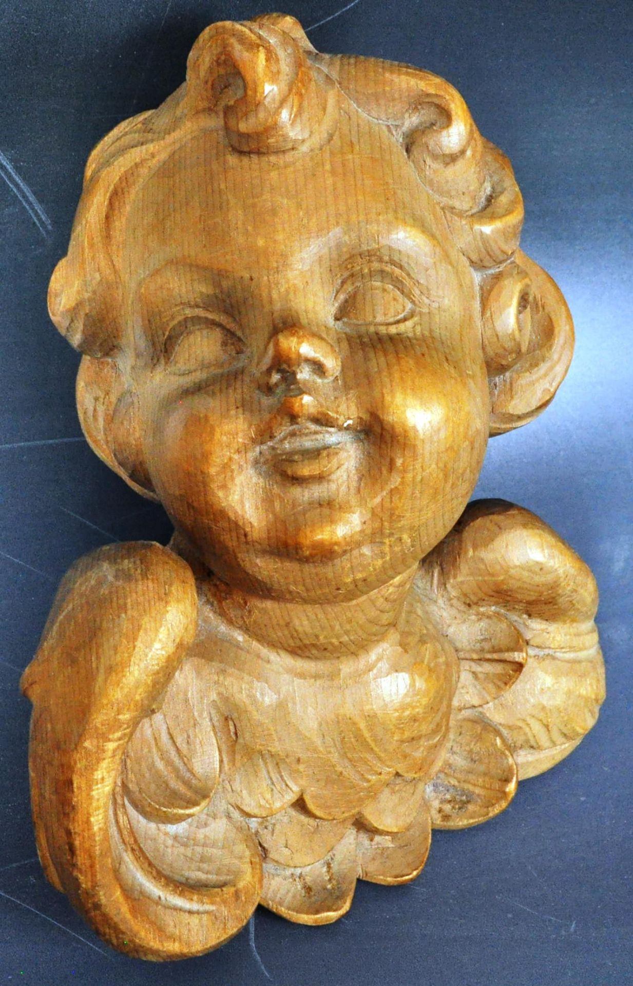 TWO HAND CARVED BACCHANALIAN CHERUBS - Image 4 of 8