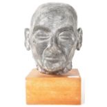 20TH CENTURY PAINTED PLASTER SCULPTURE STUDY OF A MAN'S HEAD