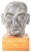 20TH CENTURY PAINTED PLASTER SCULPTURE STUDY OF A MAN'S HEAD